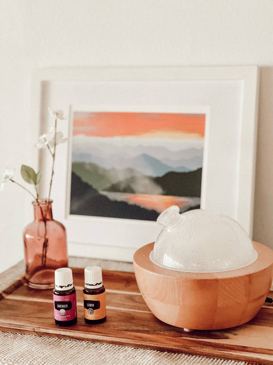 | Glass Dome & Wood Grain Diffuser | Essential Oil Diffuser