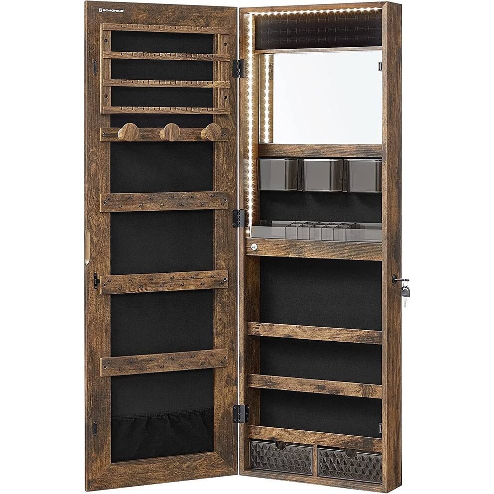 Mirror Jewelry Cabinet Armoire Organizer