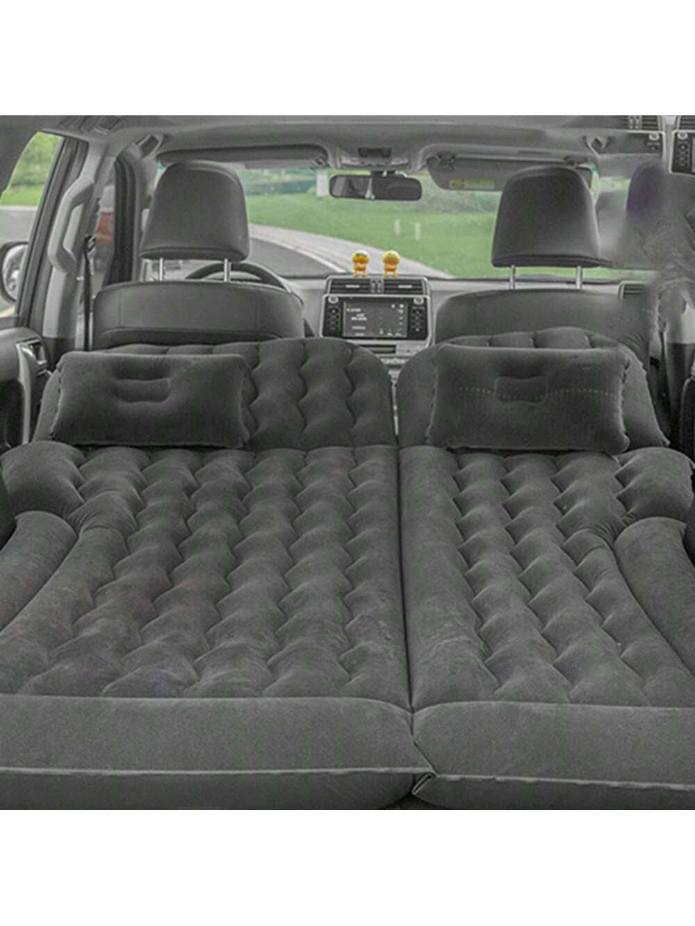 1 Set Black Large Size Inflatable Sleeping Pad Portable Suv Car Mattress, Car Trunk Mat, Car Back Seat Cushion, Travel Camping Outdoor Rest Sleeping