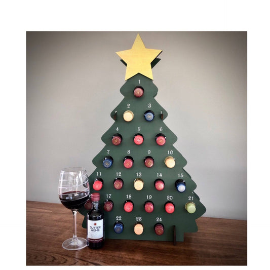 Wine Bottle Christmas Countdown Tree, Laser Cut Mini Wine Bottle Advent Calendar, Wine Tree, Mothers Day Gift, 187ml, Wine Not Include