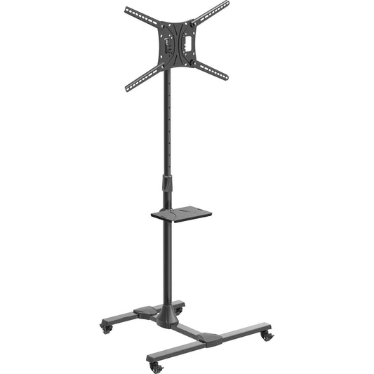 Mobile Tv Mount Cart With Metal Shelf And Tilt For Tvs 13 To 83