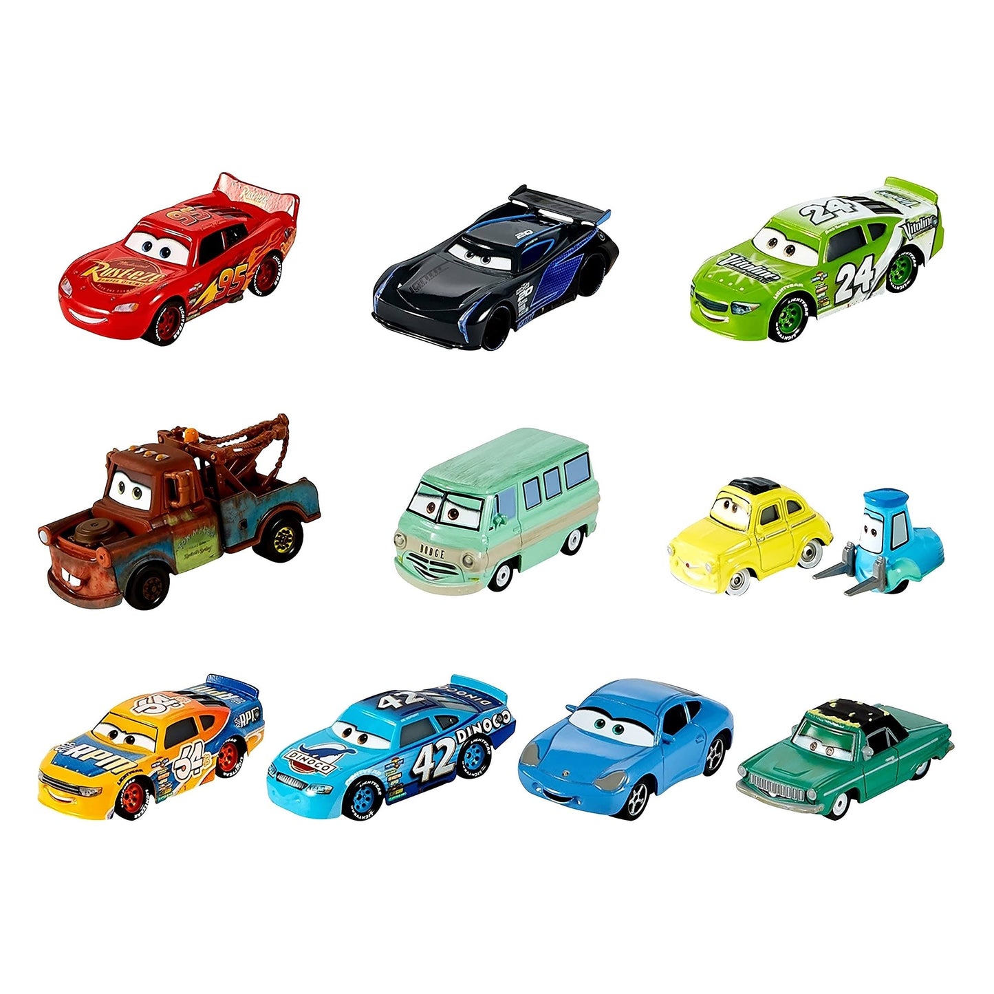 Pixar Cars Die-Cast Mini Racers 10-Pack Vehicles, Miniature Racecar Toy