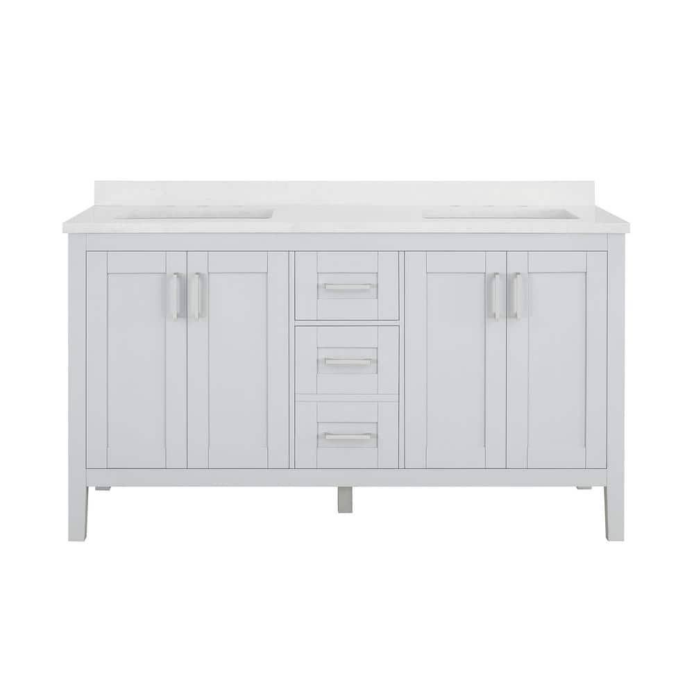 Sepal 21 In. D X 34.50 In. H Bath Vanity In Dove Grey With White Cultured Marble Top