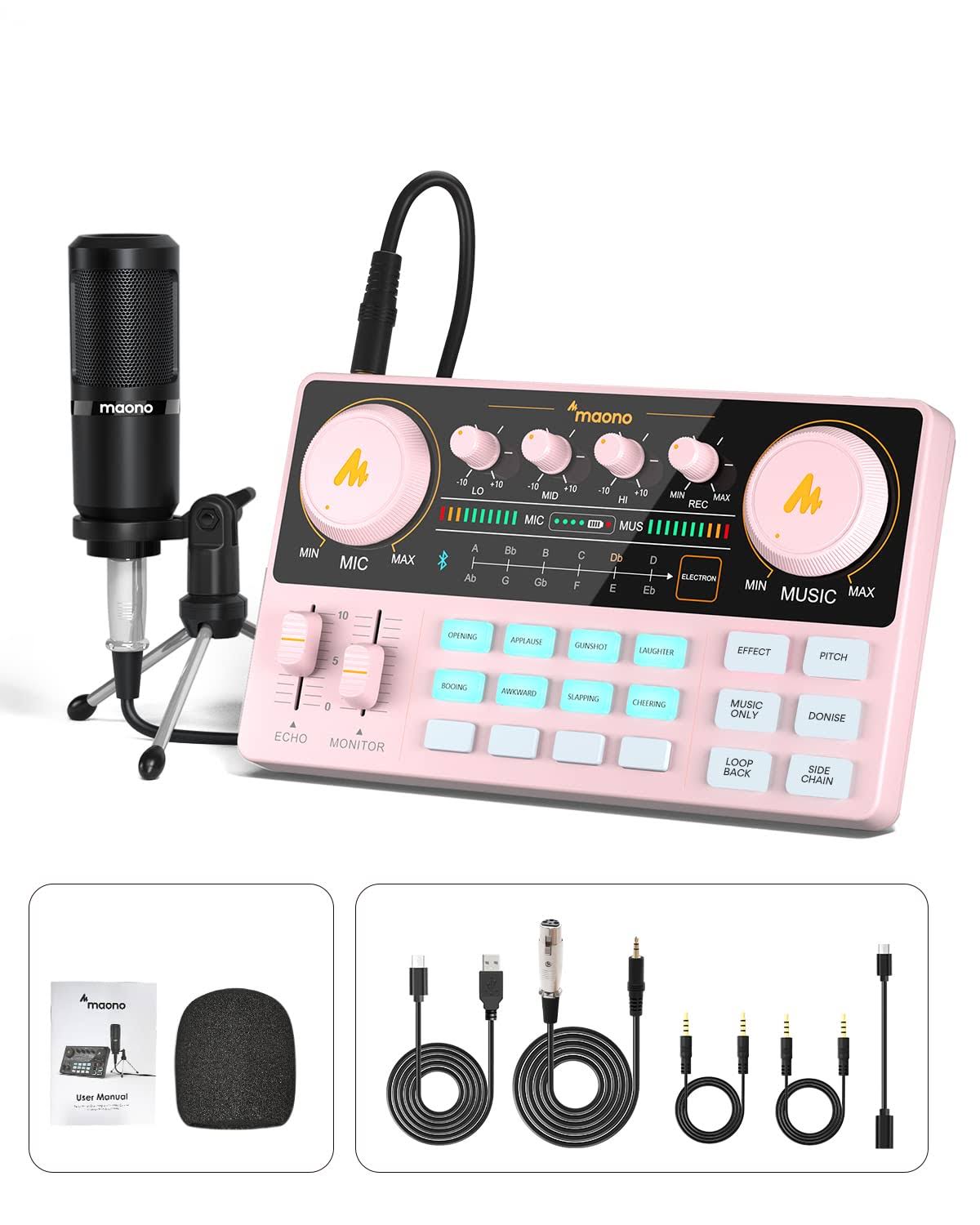 Podcast Equipment Bundle Audio Mixer All-In-One Podcast Production Studio With 3.5mm Microphone For Live Streaming, Podcast Recording, Pc,