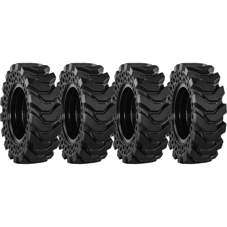 Of 4 30x10-16 (10x16.5) Heavy Duty Solid Dura-Flex Skid Steer Tires With 8x8 Rim