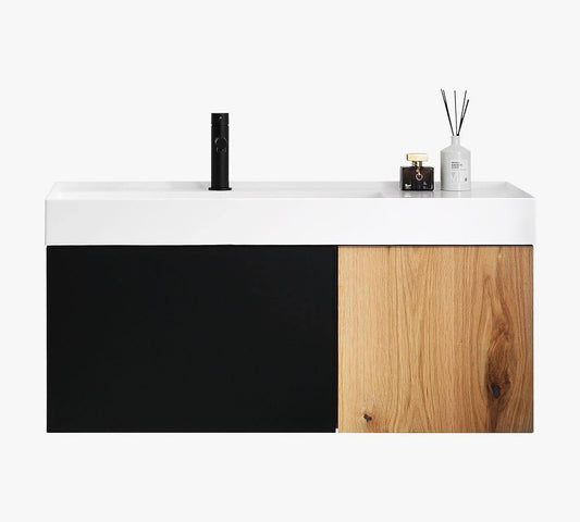 Matte Black/Maple Markus Single Sink Vanity