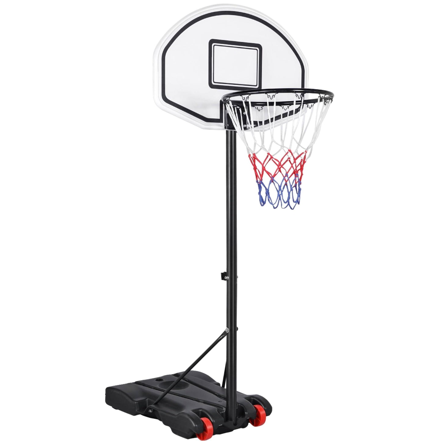 Portable Basketball Hoop Stand Backboard System Height Adjustable 5.2-7 Ft Basketball Goal Indoor Outdoor With Wheels Black/Red