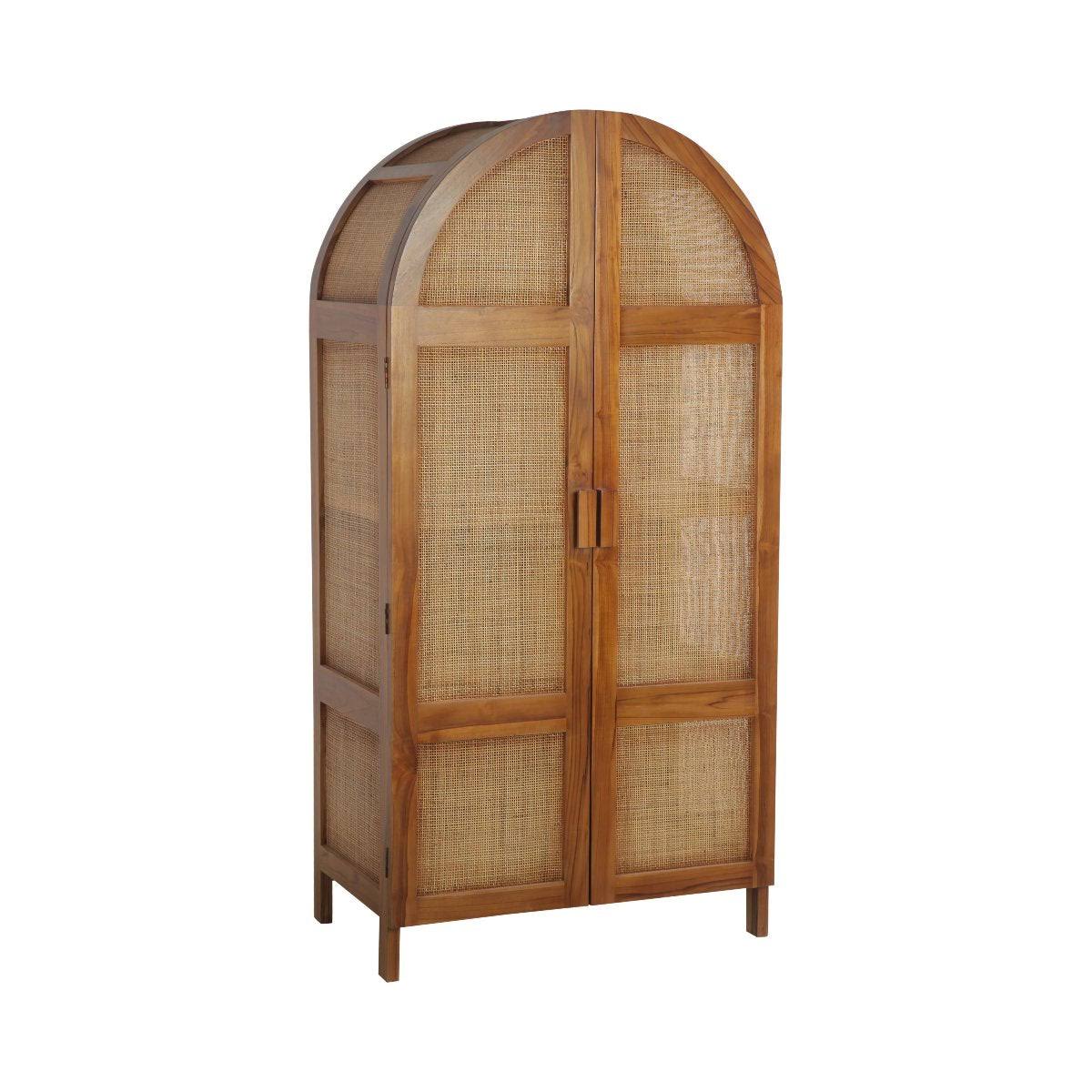 Teak And Cane Wardrobe Cabinet