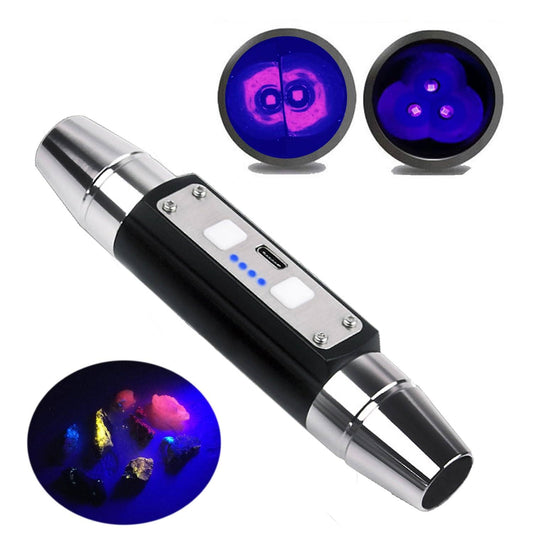 Shortwave 254nm Uvc & Longwave 365nm 395nm Uva Led Flashlight, Yooperlites Fluorescent Minerals Phosphor, Banknotes, Tagged Stamps