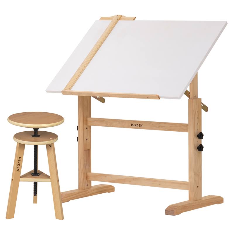 White Board Drafting Table And Stool Set