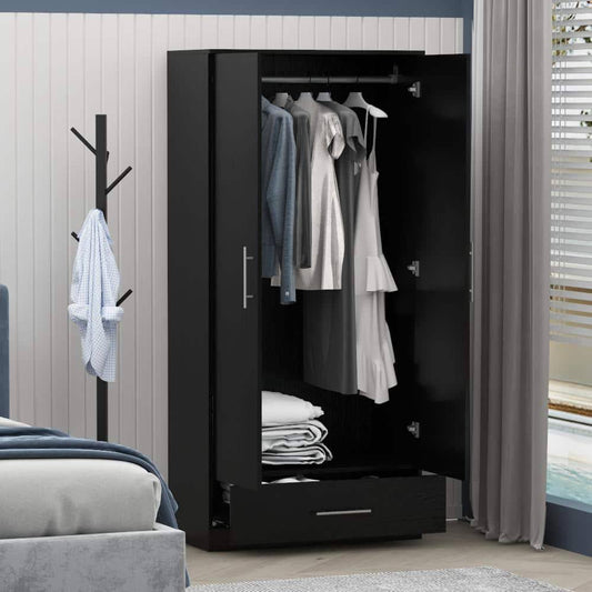 2-Door Wardrobe Armoire With 1-Drawers And Hanging Rod 66.9 In. H X 31.5 In. W X 18.9 In. D