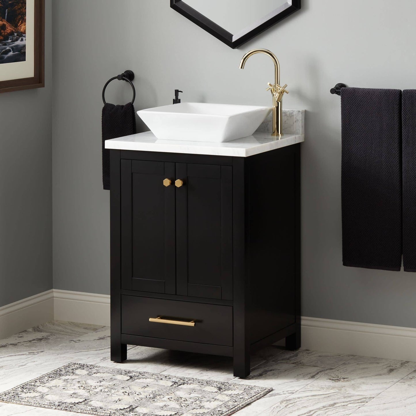 Radke Free Standing Single Vanity Set With Mahogany Cabinet Vanity Top And Rectangular Undermount