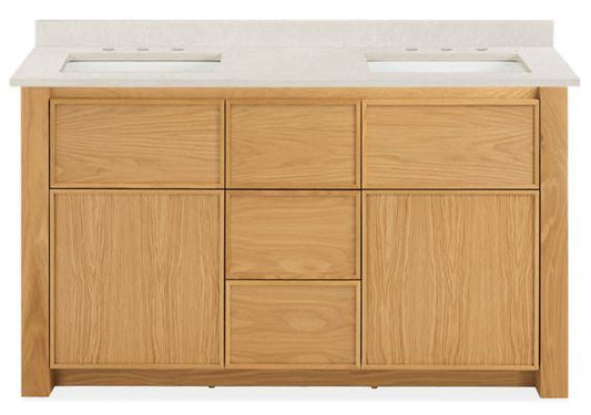 Modern Amherst Bath Vanity Double-Sink Oak Wood