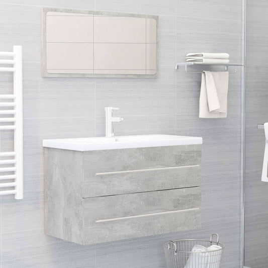 2 Piece Bathroom Furniture Set Concrete Gray Chipboard - Grey