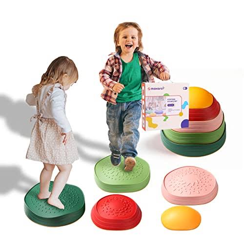 Stones For Kids,5pcs Non-Slip Plastic Balance River Stones For Promoting Childrens Coordination Skills Sensory Toy