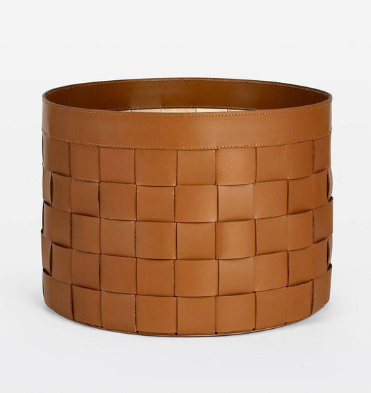 Round Leather Basket